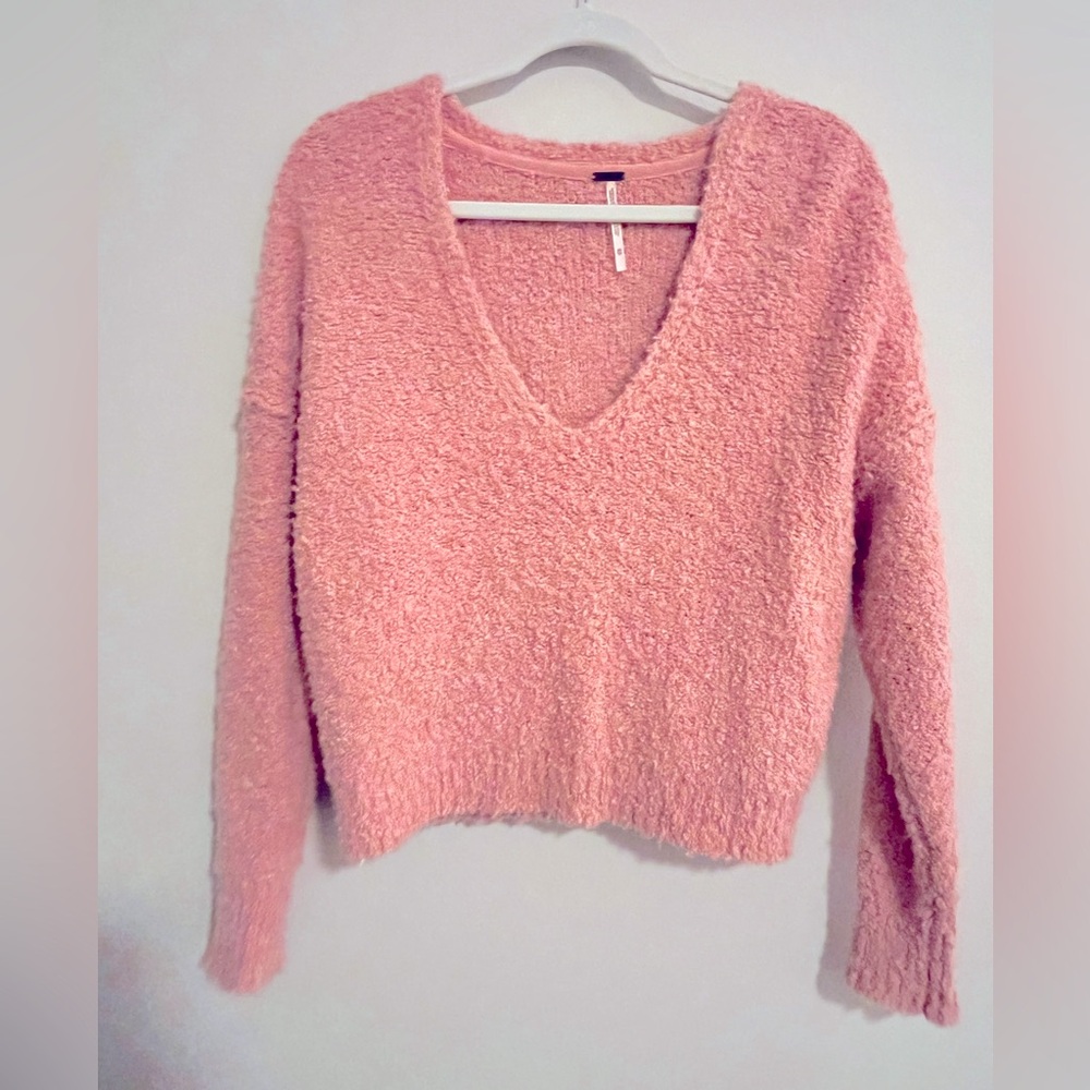 Free People pink Vneck sweater